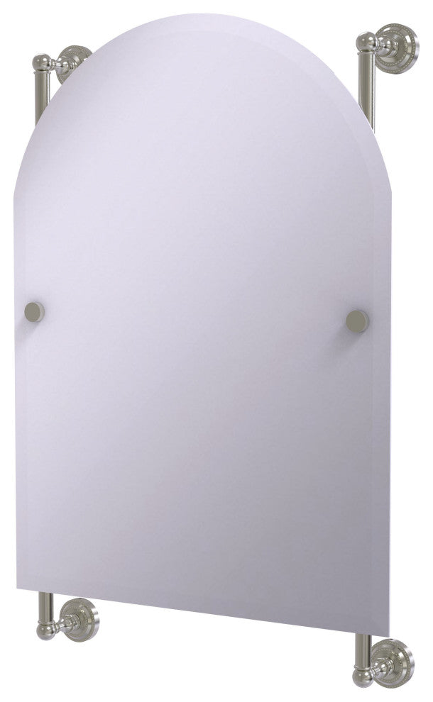 Dottingham Arched Top Frameless Rail Mounted Mirror, Satin Nickel