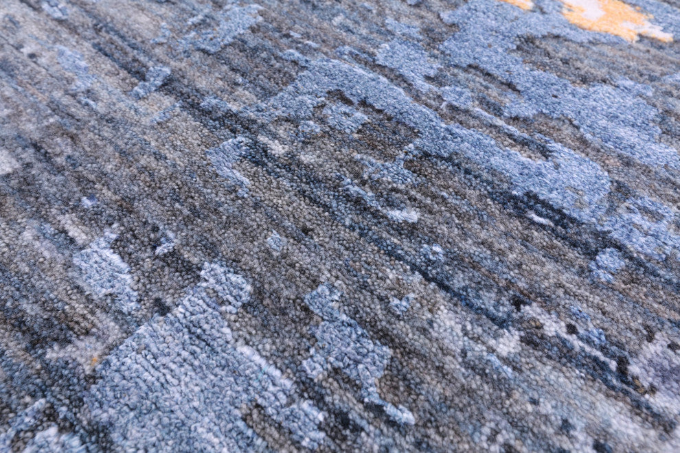 9' 1" X 12' 0" Abstract Wool & Silk Hand Knotted Rug - Q14897