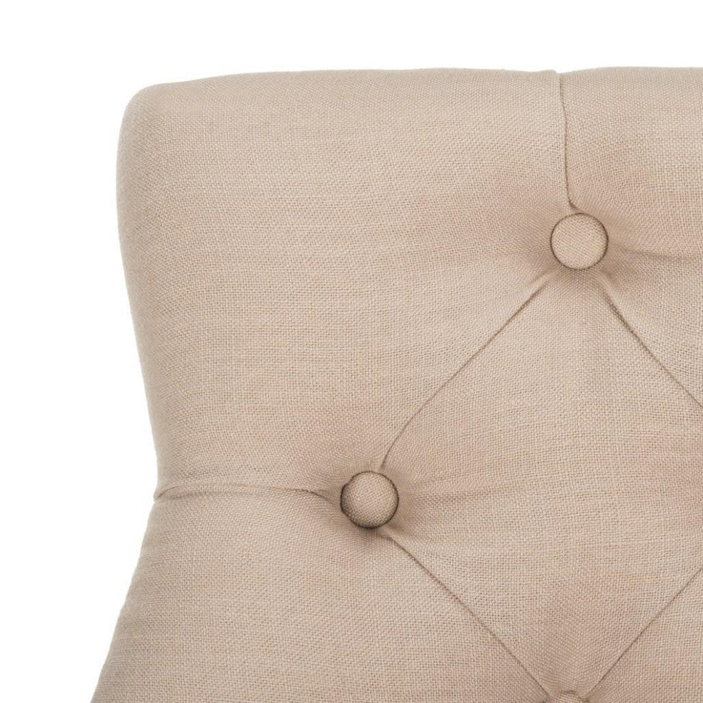 Safavieh Eleni Tufted Bar Stool, Beige/Espresso