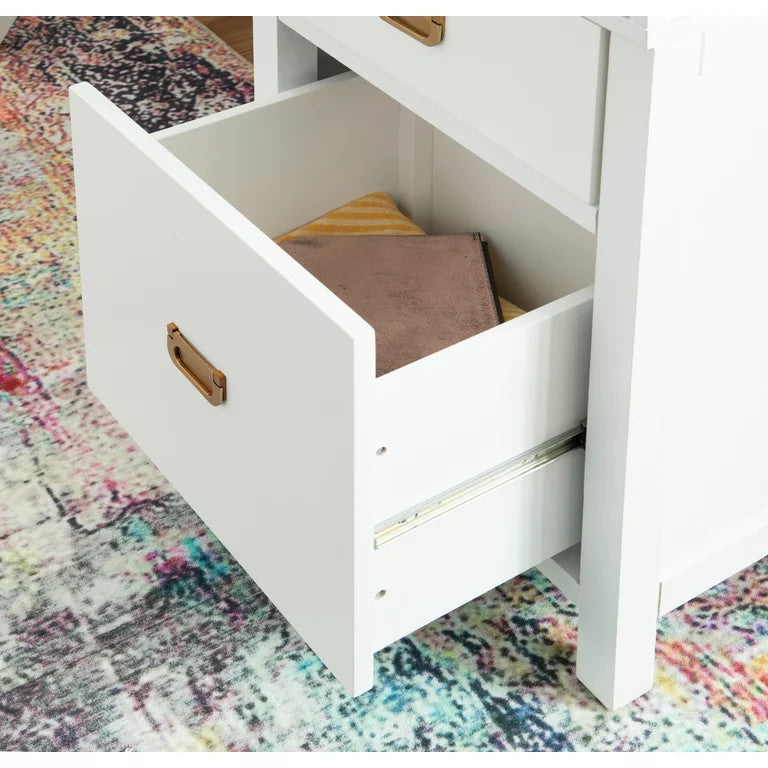 Contemporary Desk, X-Leg & 4 Spacious Drawers With Metal Pull Handles, White