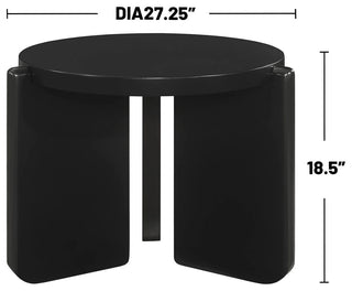 Round Top Solid Wood End Table, Black