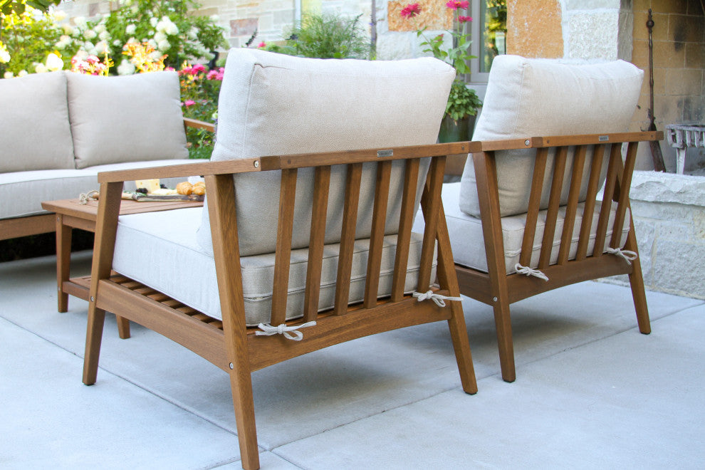 Modern 4-Piece Seating Group, Eucalyptus With Olefin Fabrics