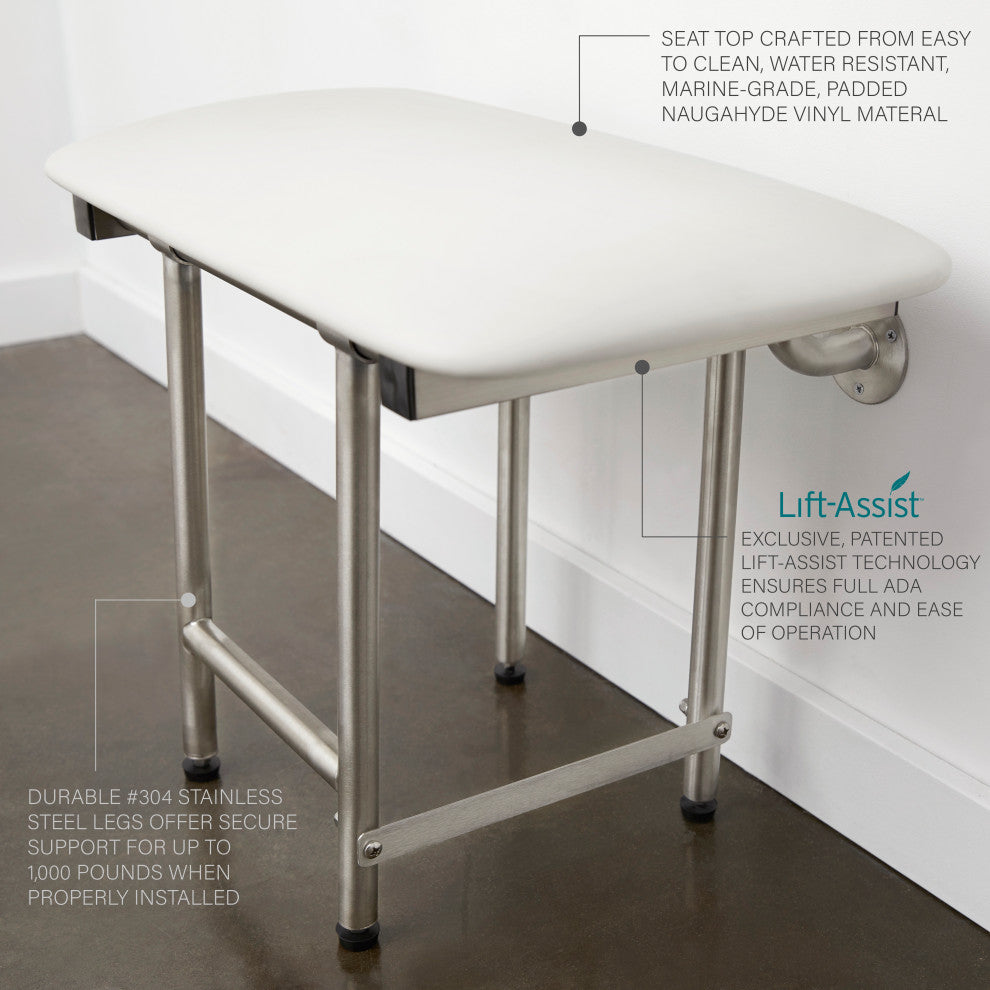 Signature Series Bench Style Shower Seat, 22 X 15