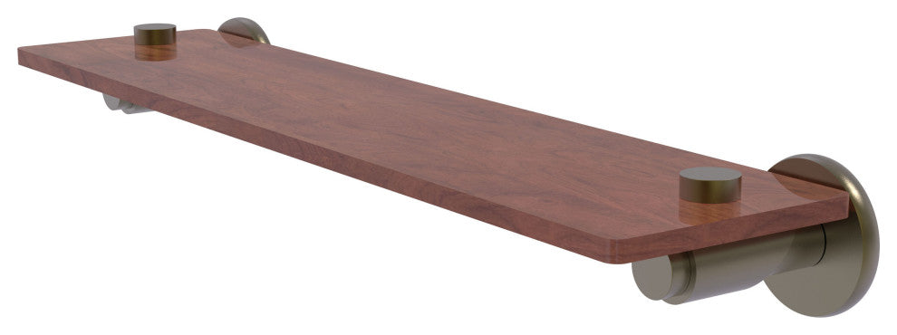 Tribecca 22" Solid Wood Shelf, Antique Brass