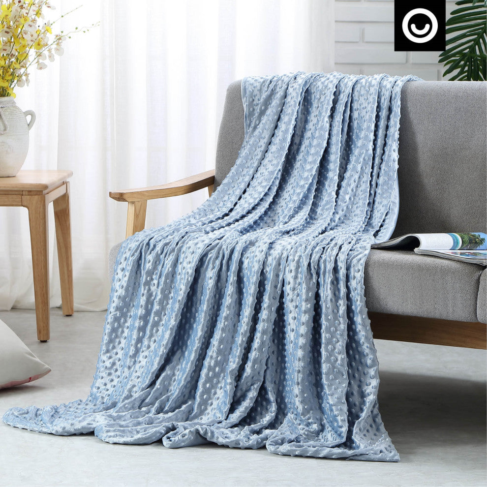 Cozy Tyme Kofi Weighted Blanket, Light Blue, 48"x72", 15LB