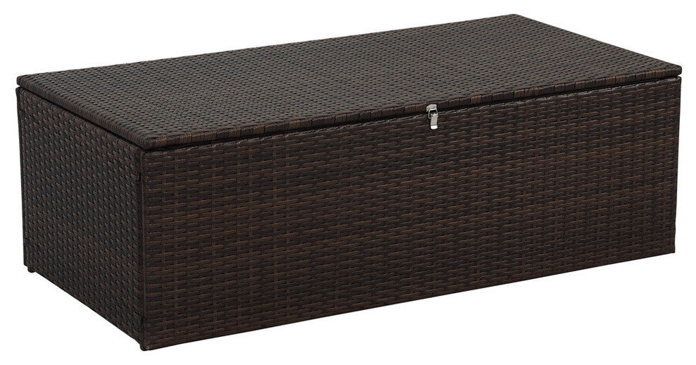 Rio 5-Piece Dark Brown Wicker Conversation Set With Storage and Cushions