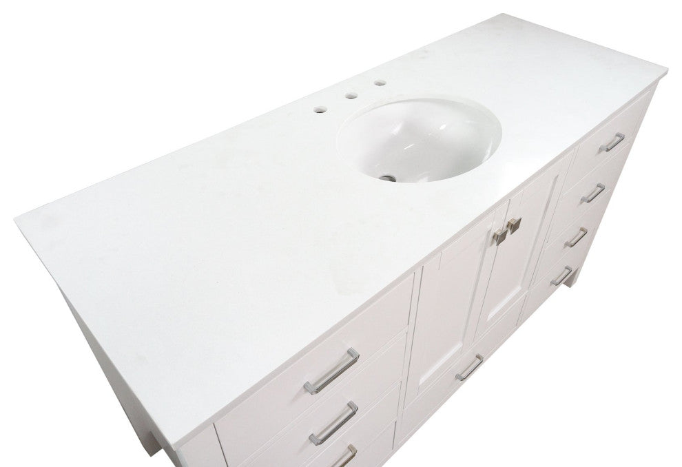 Horizon 60" Single Bathroom Vanity Top, White, Engineered White