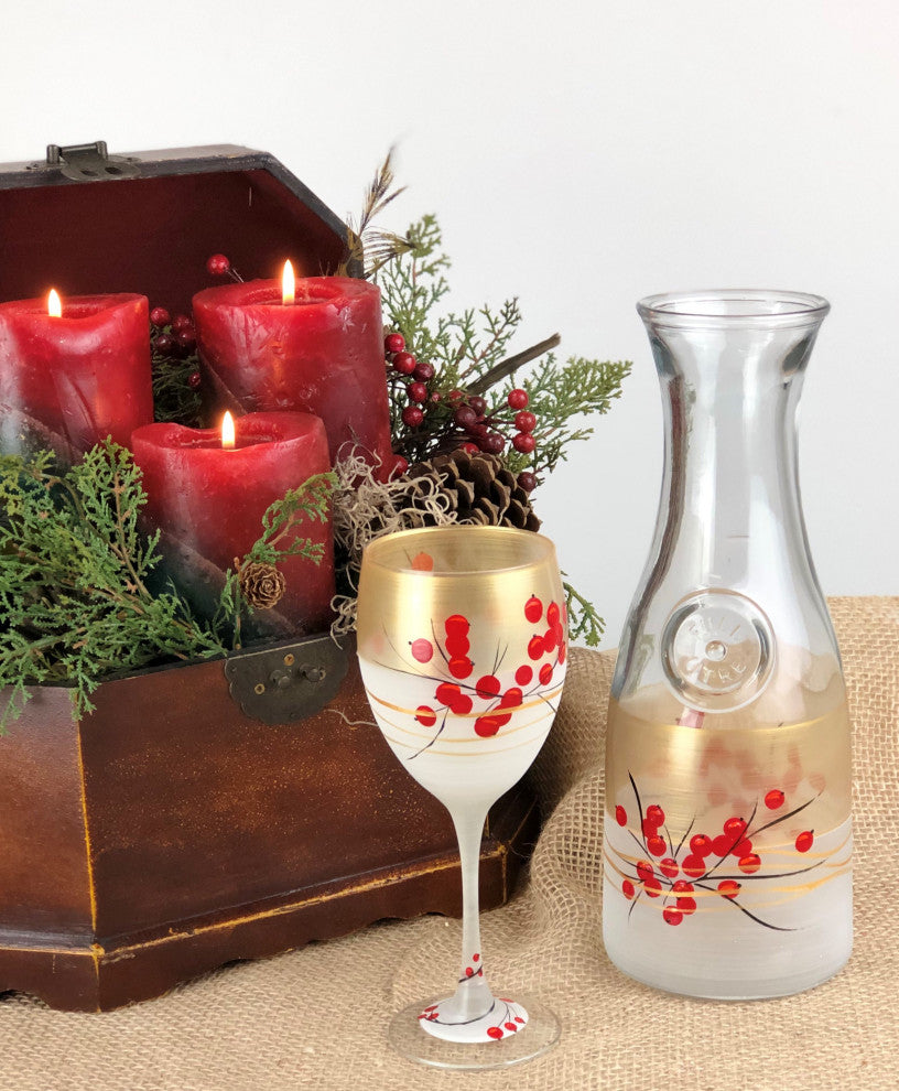 Berries 'n Branches Wine Glasses, Set of 2