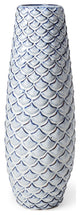 16" Aqua Blue Glaze Fishscale Pattern Ceramic Vase