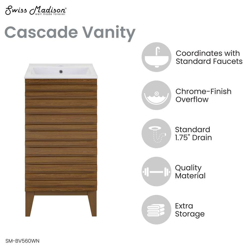 Cascade 18" Bathroom Vanity, Walnut