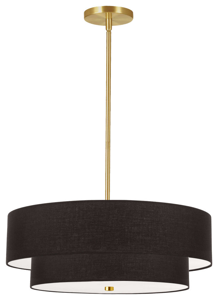 Aged Brass Transitional Pendant, Black Shade