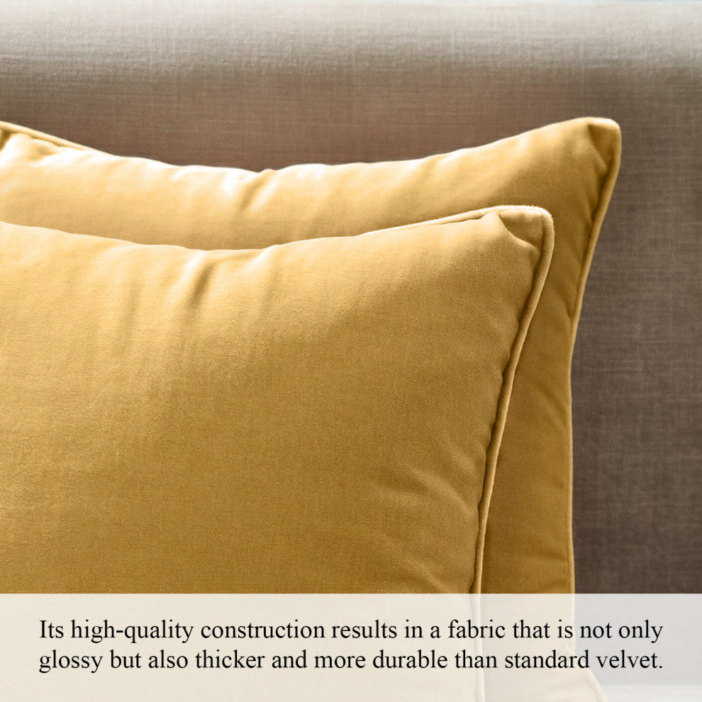 A1HC Soft Velvet Throw Pillow Covers Only, Set of 2, Mustard Yellow, 20"x20"