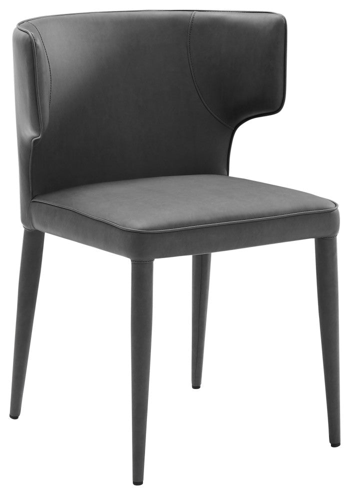Elite Living Melore Wingback Upholstered Dining Side Chair, Dark Gray
