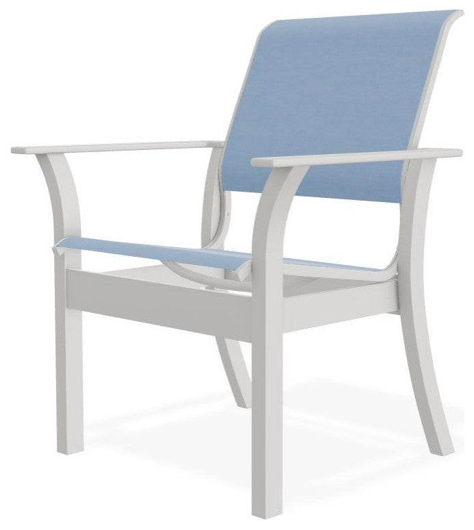 Leeward Sling Stackable Outdoor Dining Chair, Sky/Snow