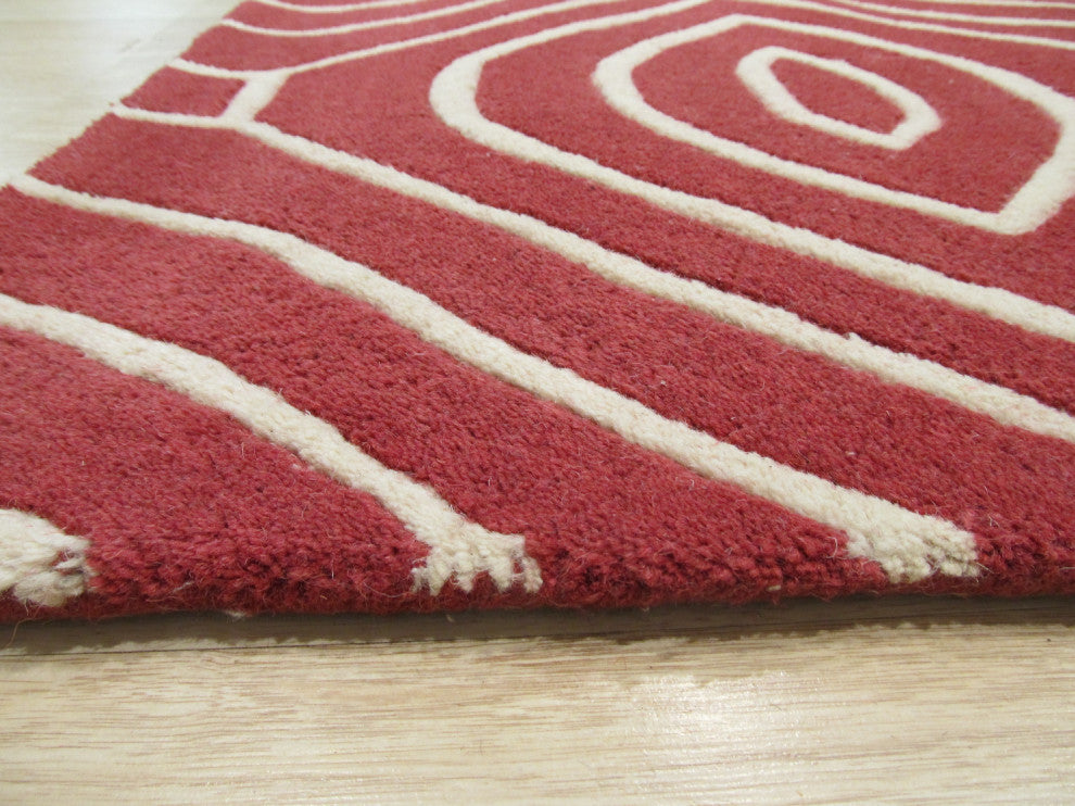 Red Contemporary Geometric Marla Area Rug