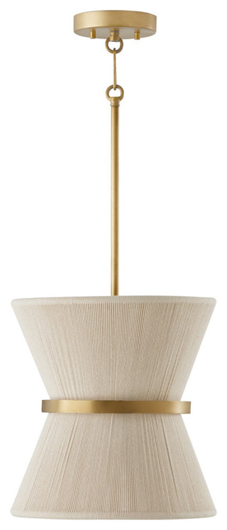 Capital Lighting Cecilia 1-Light Pendant, Bleached Natural Rope/Patina Brass