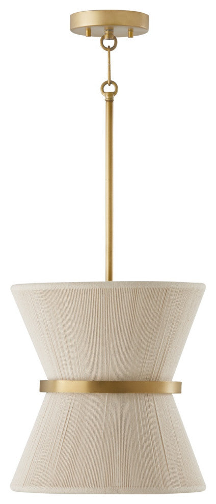 Capital Lighting Cecilia 1-Light Pendant, Bleached Natural Rope/Patina Brass