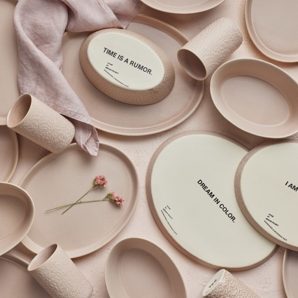 Stone by Mercer Project Katachi Stoneware 16 Piece Dinnerware Set, Nude