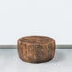 Rea 34" Coffee Table Mango Wood Round Drum Carved Damask Walnut Brown