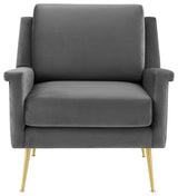 Chesapeake Performance Velvet Armchair, Gold Gray