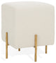 Safavieh Couture Jessa Square Boucle Ottoman, Ivory / Brass
