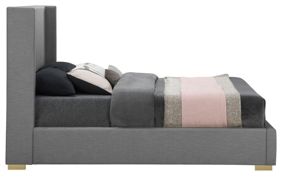 Royce Linen Upholstered Bed, Gray, Queen