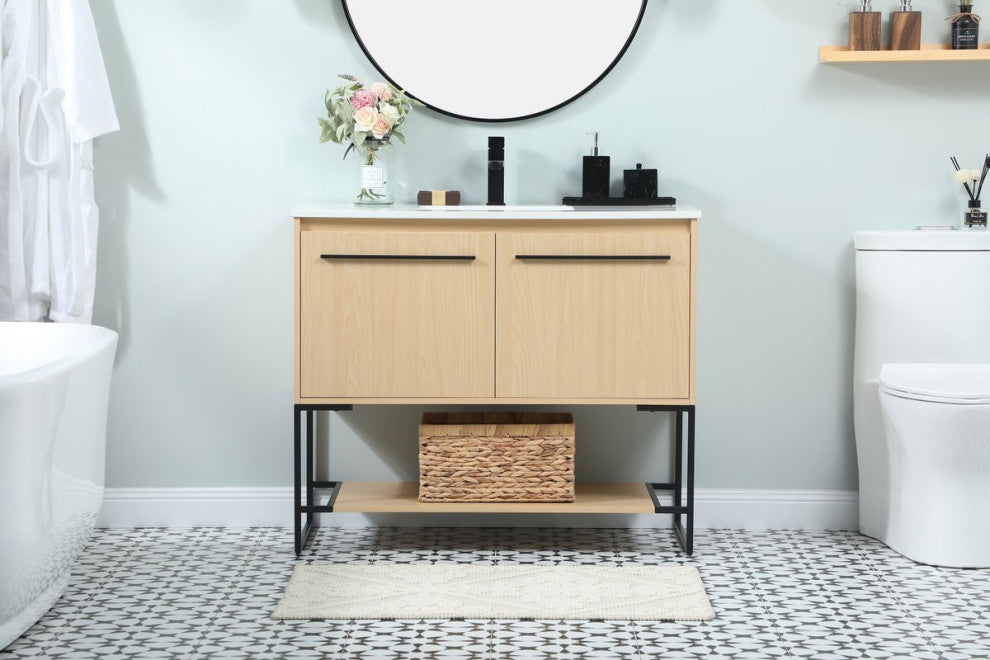 Sue 40" Single Bathroom Vanity, Maple