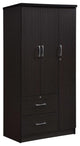 Hodedah 3 Door Armoire with 2 Drawers 3 Shelves in Chocolate Wood