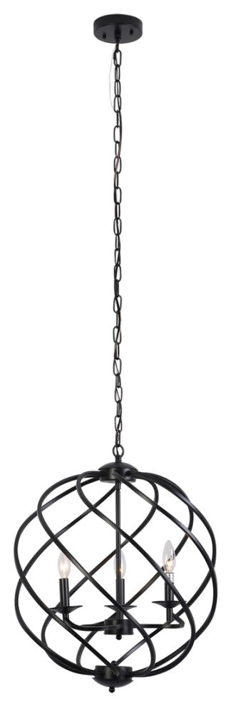 CHLOE Lighting CH6H807BK19-UP3 JERICHO Farmhouse 3 Light Black Ceiling Pendant