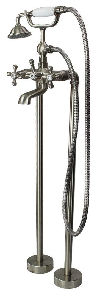Transolid Cromwell Free Standing Tub Filler With Hand Shower, Brushed Nickel