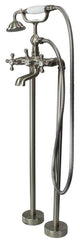 Transolid Cromwell Free Standing Tub Filler With Hand Shower, Brushed Nickel