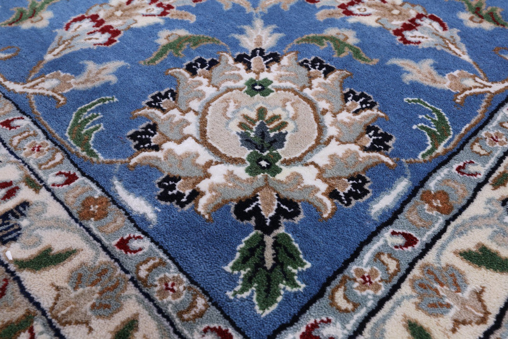 12' Square Wool and Silk Persian Nain Hand-Knotted Rug Q9351
