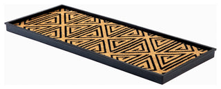 34.5"x14"x1.5" Rubber Boot Tray With Tan/Black Tribal Coir Insert