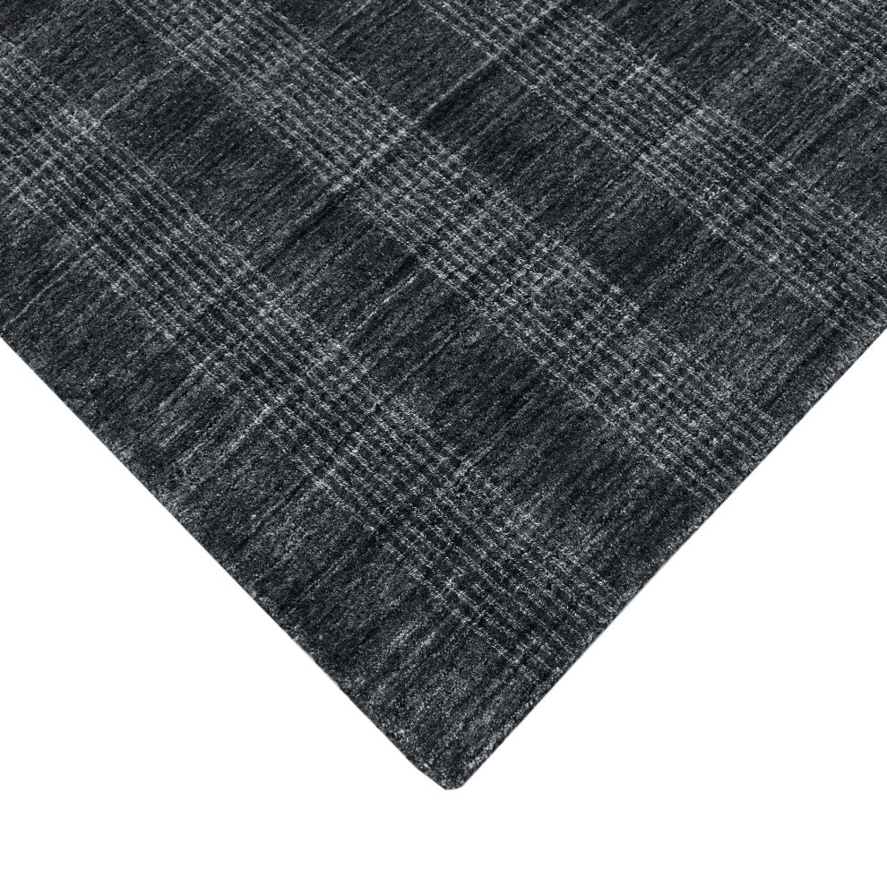 Bence Transitional Hand-Woven Wool Blend Area Rug, Dark Gray, 2'x3'