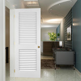 Louver Louver Plantation Interior Door Slab, White Wood Solid Core, 80"x18"