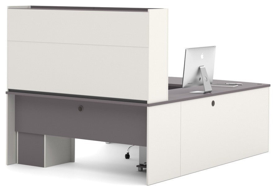 Bestar Connexion U-Shaped Workstation, Slate And Sandstone