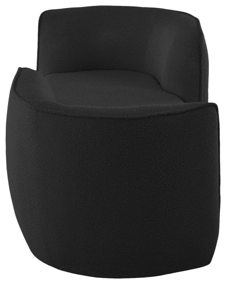 Hilton Boucle Fabric Upholstered Chaise Lounge, Black