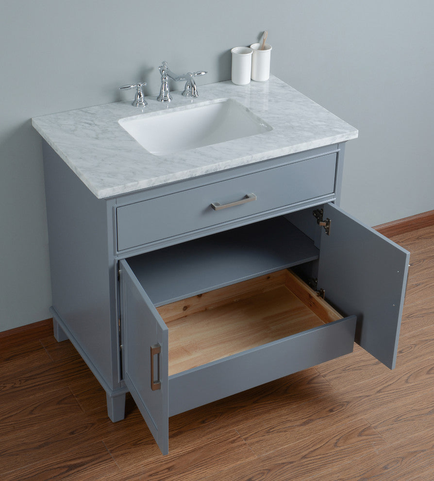 Stufurhome Leigh Bathroom Vanity, Gray, 36" Single Sink