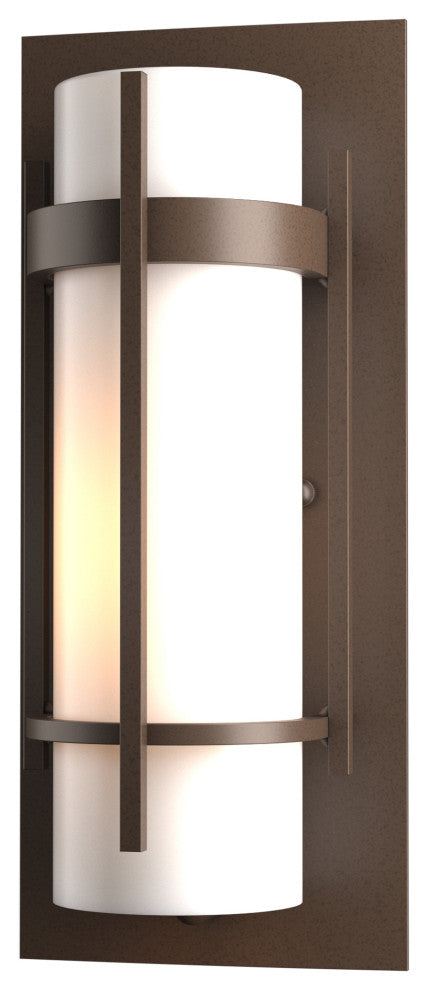 Banded Small Outdoor Sconce, Coastal Bronze Finish, Opal Glass