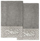 Linum Home Turkish Cotton April 2-Piece Embellished Bath Towel Set, Dark Gray