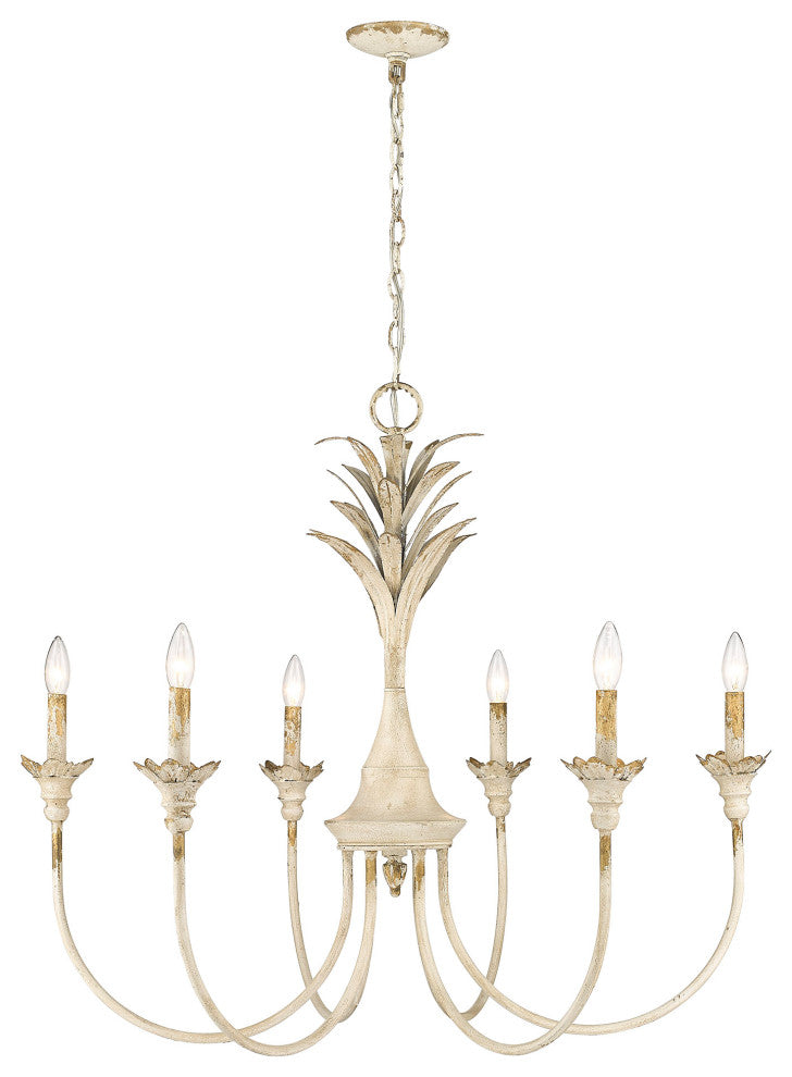 Golden Lighting Lillianne 6 Light Chandelier, Antique Ivory, 0846-6AI