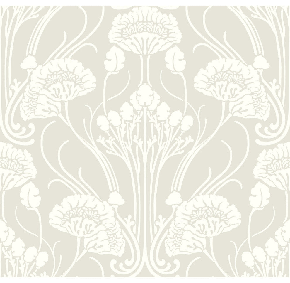 Beige Nouveau Damask Wallpaper