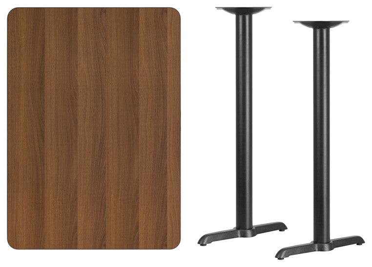 30'' x 42'' Rectangular Walnut Laminate Table Top with 5'' x 22'' Base