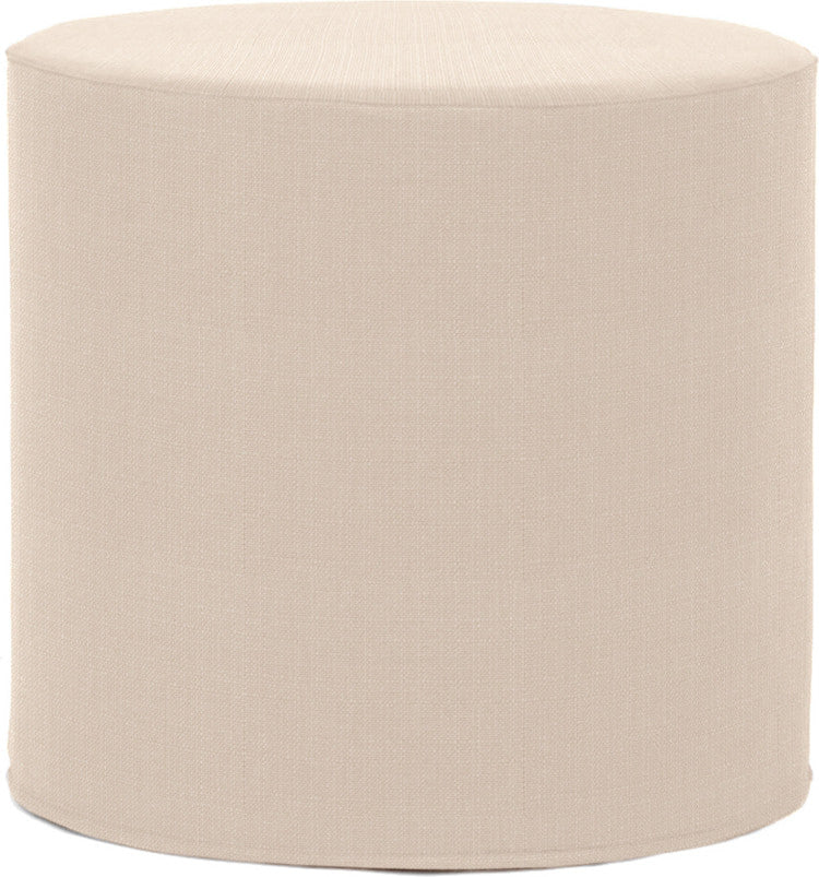 No Tip Cylinder Ottoman with Cover, Atlantis White