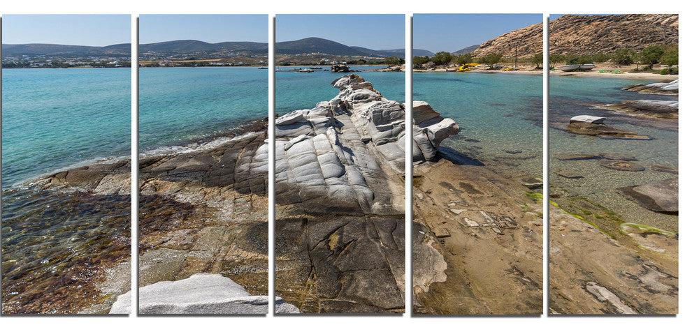 Clean Waters and Rock Formations, Large Landscape Canvas Art, 60"x28", 5 Panels