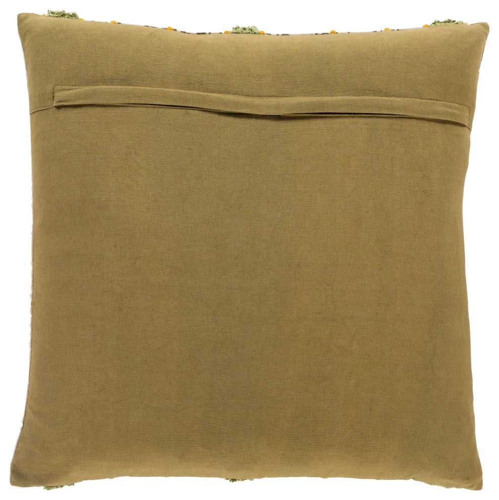 Surya Tanzania Pillow Shell With Polyester Insert 18"H X 18"W Olive