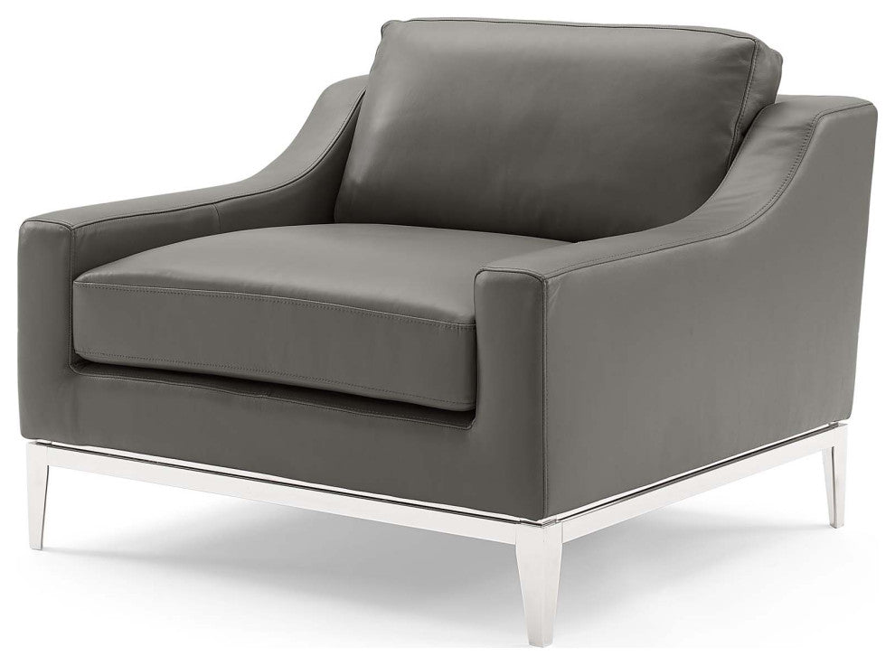 Armchair and Loveseat Sofa Set, Leather, Gray, Modern, Lounge Hospitality