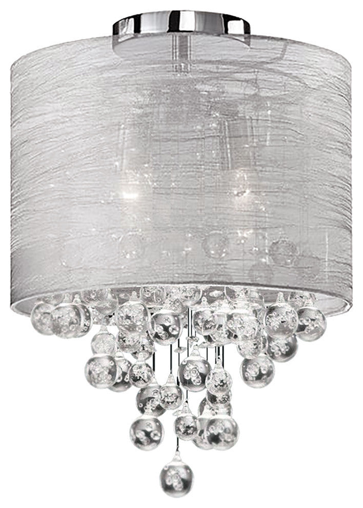 2-Light Incan Crystal Flush-Mount P Chrome Silver