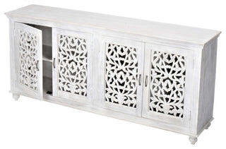 80" White Sideboard Hand Carved Buffet Storage Solution Luna Collection