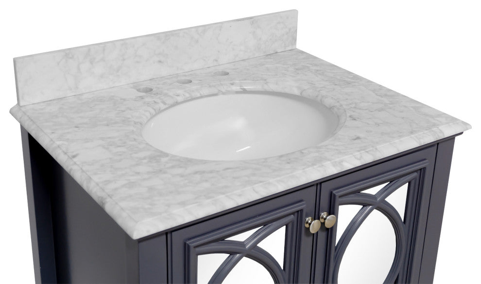 Olivia 30" Bathroom Vanity, Marine Gray, Carrara Marble